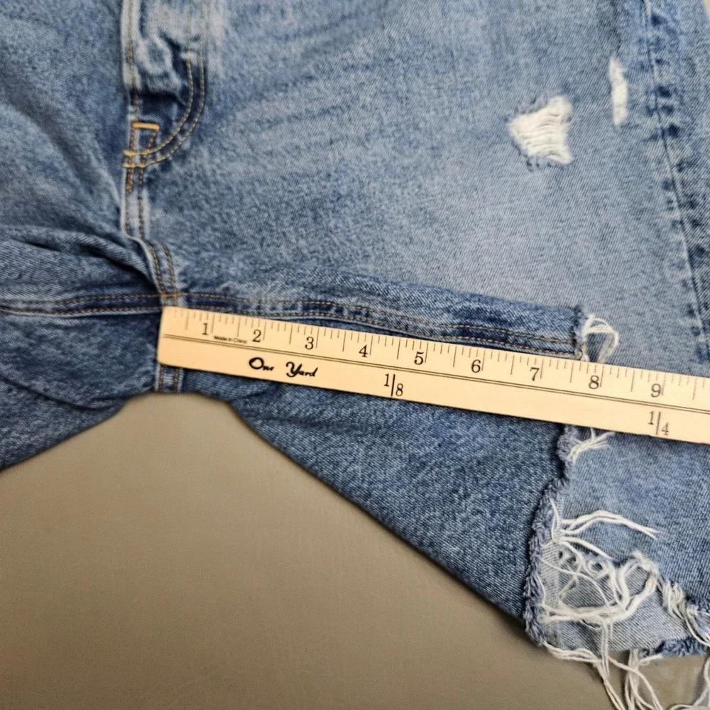 GRLFRND Marjan Distressed Denim Shorts Step It Up Light Wash Size 32 Made in USA